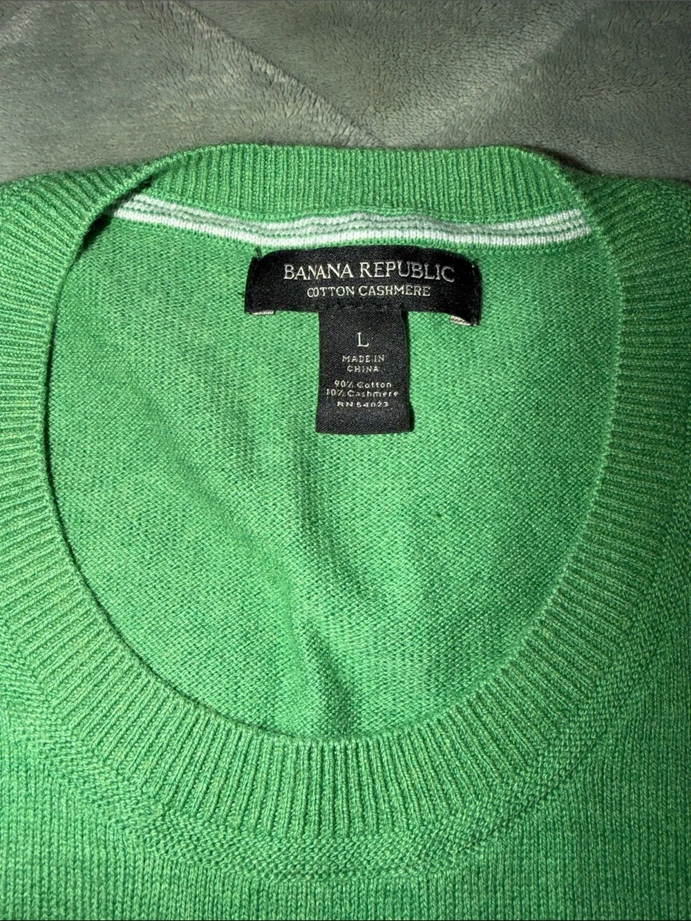 Banana Republic Men's Crewneck Sweater - Green (Cotton Cashmere)